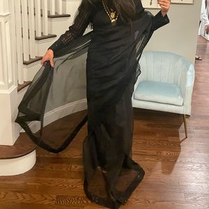 Black saree/ sari, ready to wear, pre-pleated